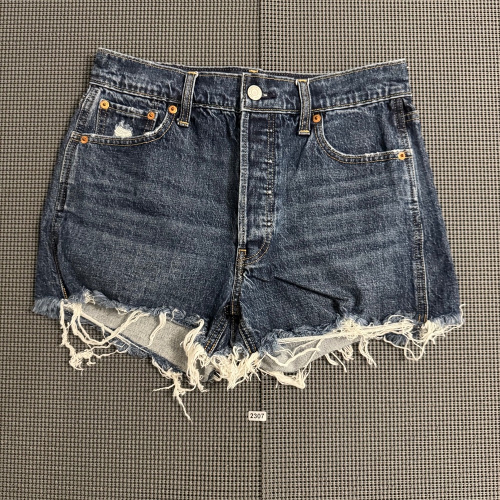 Gap Denim Cheeky Short High Rise Dark Wash Button Fly Frayed Hem Size 27 4R